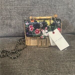 Ted Baker Black and Brown Crossbody Bag with Gold Chain